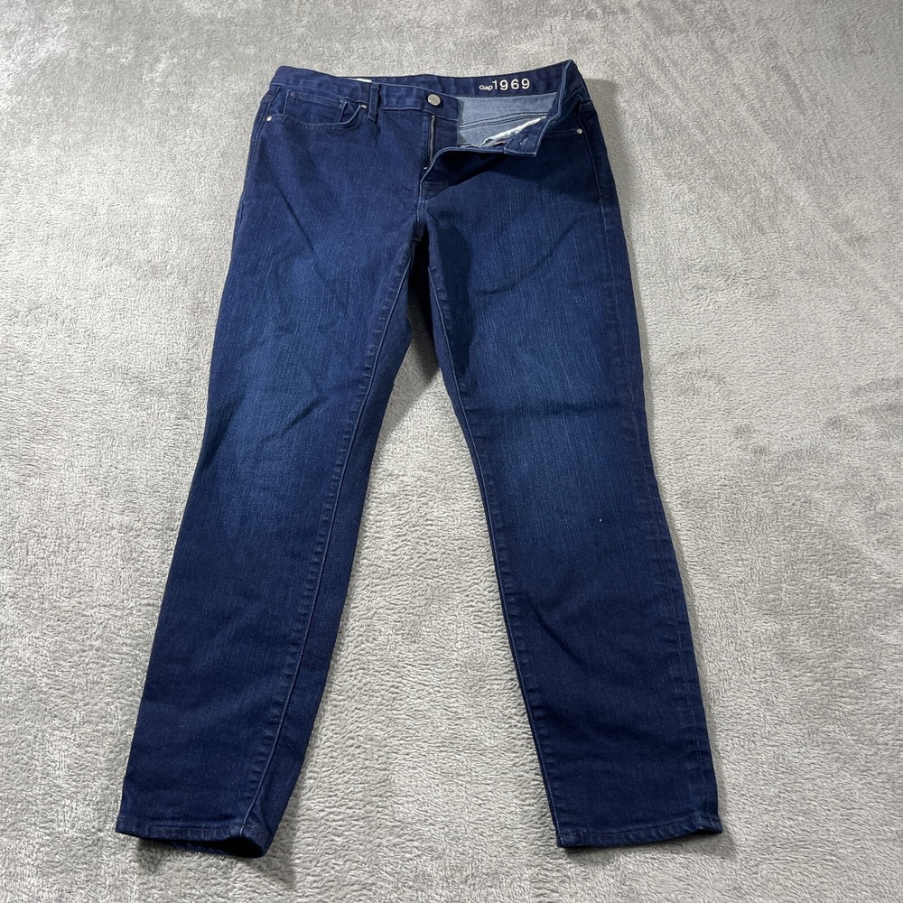 Gap 1969 Blue Denim Dark Wash 31 S High Rise Skinny Y2K Stretch Outdoorsy Preppy